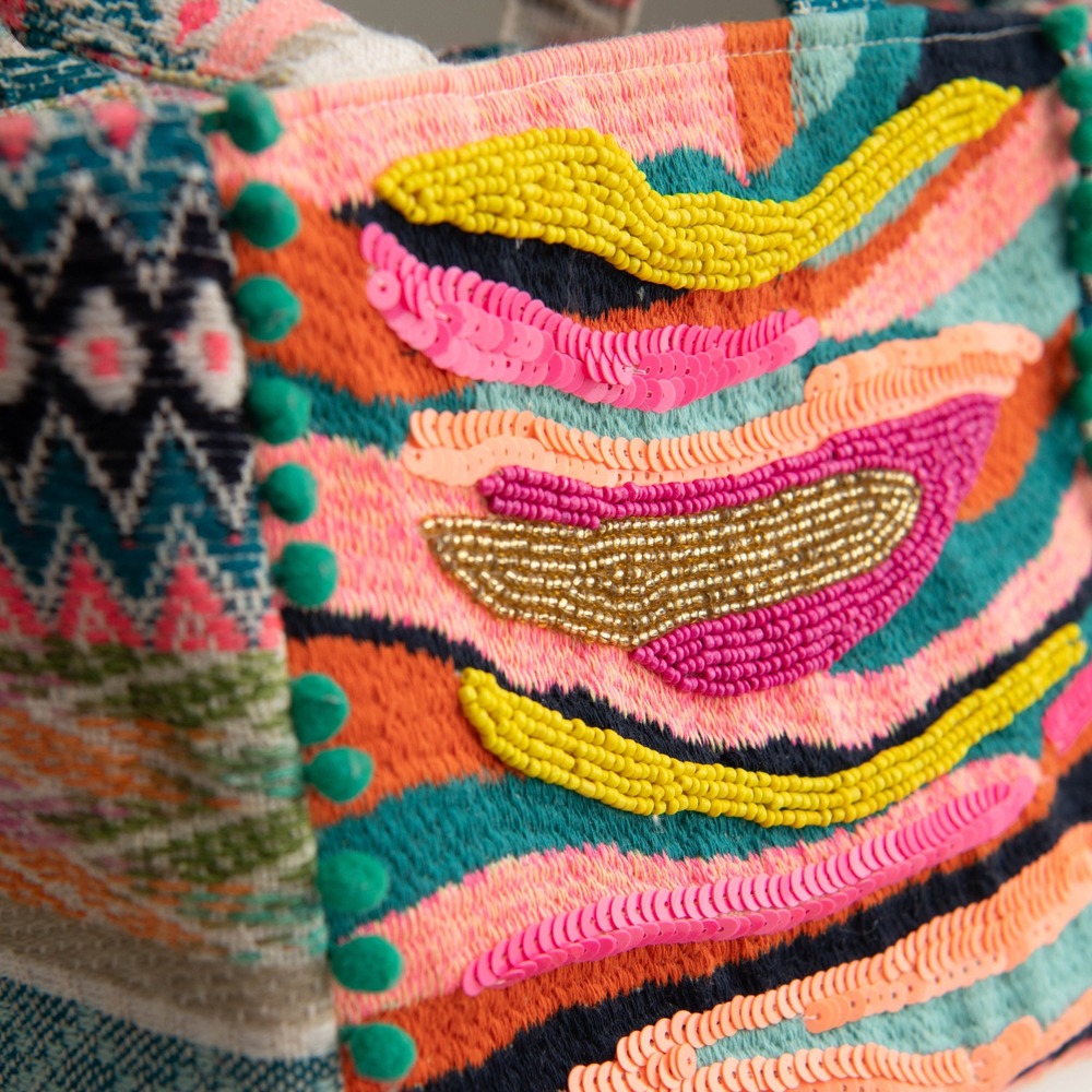 Colorful Beaded Woven Crossbody Bag & Sakroots Wallet Neon Tribal Eclectic Boho - Picture 4 of 9